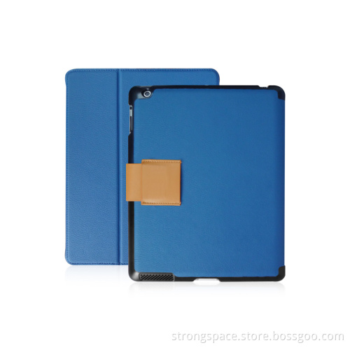 Elegant hardshell plastic and leather case for ipad 4 case with sleep on off switch and stand by China